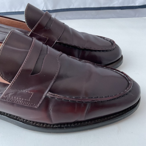 J. Crew Burgundy Leather Split Toe Penny Loafers Men's Size 10.5 - Picture 11 of 16